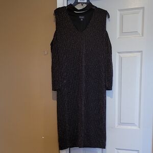 BOLD elements Black Multi cold shoulder V-Neck Sheath Dress